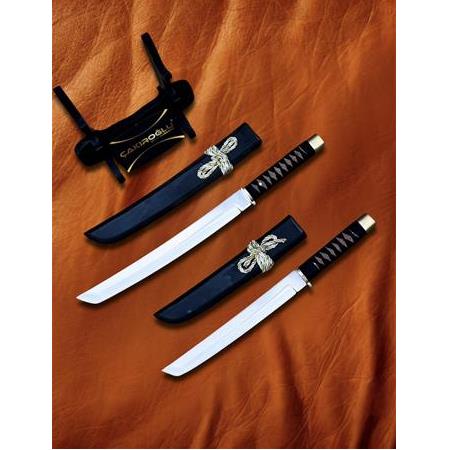 EL YAPIMI VE EL İŞÇİLİĞİ TAMAMEN ÖZEL ÜRETİM ORİJİNAL KINLI VE STANDLI 2’Lİ SET KATANA KOD:CKR455-11