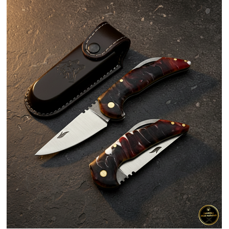 El Yapımı Yerli Üretim Epoksi Kabzeli Yeni Model Sırttan Kilit Mekanizmalı Av Kamp Çakısı Ckr853-05