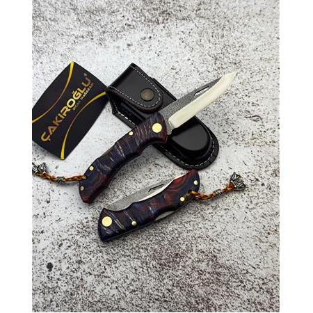 EL YAPIMI KÜÇÜK BOY N690 BÖHLER ÇELİK STABİLİZE KABZELİ KİLİT MEKANİZMALI AV KAMP ÇAKISI KOD:0850/27