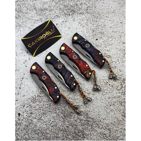 EL YAPIMI KÜÇÜK BOY N690 BÖHLER ÇELİK STABİLİZE KABZELİ KİLİT MEKANİZMALI AV KAMP ÇAKISI KOD:0850/27