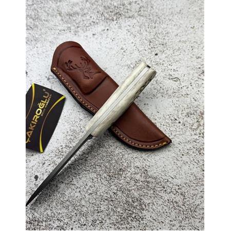 EL YAPIMI N690 BÖHLER ÇELİK GEYİK BOYNUZU KABZELİ BUSHCRAFT MODEL AVCI AV KAMP BIÇAĞI KOD:CKR584-03