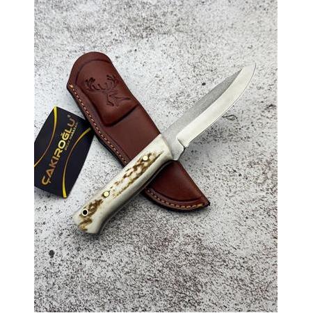 EL YAPIMI N690 BÖHLER ÇELİK GEYİK BOYNUZU KABZELİ BUSHCRAFT MODEL AVCI AV KAMP BIÇAĞI KOD:CKR584-03