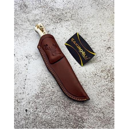 EL YAPIMI N690 BÖHLER ÇELİK GEYİK BOYNUZU KABZELİ BUSHCRAFT MODEL AVCI AV KAMP BIÇAĞI KOD:CKR584-03