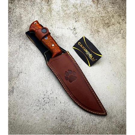 EL YAPIMI YERLİ ÖZEL ÜRETİM N690 BÖHLER ÇELİK STABİLİZE MANGO KABZELİ AVCI AV KAMP BIÇAĞI KOD:CKR594