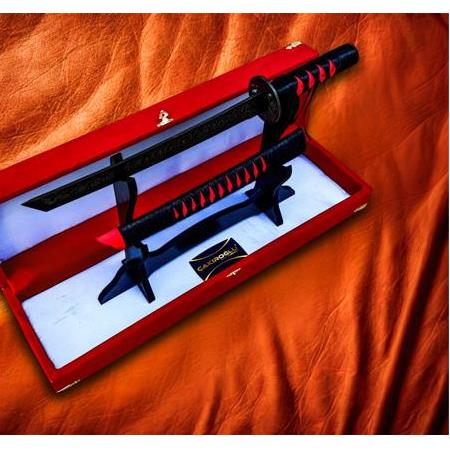 EL YAPIMI ÜST DÜZEY VİP ÖZEL ÜRETİM KUTULU DAMASCUS ÇELİK DERİ KIN’LI 45 CM KATANA KOD:CKR587-08