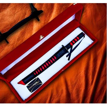 EL YAPIMI ÜST DÜZEY VİP ÖZEL ÜRETİM KUTULU DAMASCUS ÇELİK DERİ KIN’LI 45 CM KATANA KOD:CKR587-08