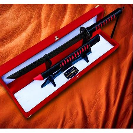 EL YAPIMI ÜST DÜZEY VİP ÖZEL ÜRETİM KUTULU DAMASCUS ÇELİK DERİ KIN’LI 60 CM KATANA KOD:CKR587-09