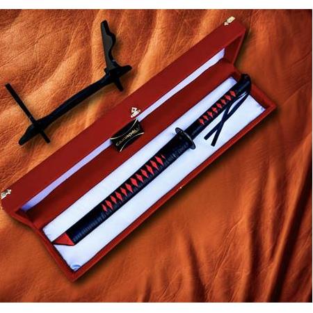 EL YAPIMI ÜST DÜZEY VİP ÖZEL ÜRETİM KUTULU DAMASCUS ÇELİK DERİ KIN’LI 60 CM KATANA KOD:CKR587-09