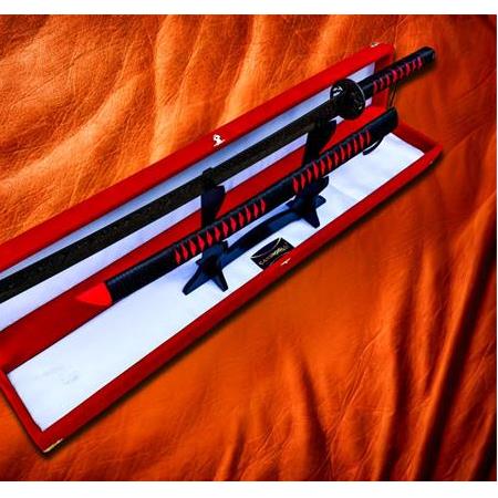 EL YAPIMI ÜST DÜZEY VİP ÖZEL ÜRETİM KUTULU DAMASCUS ÇELİK DERİ KIN’LI 90 CM KATANA KOD:CKR587-10