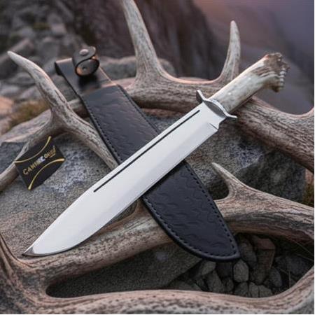 EL YAPIMI YERLİ ÖZEL ÜRETİM ORİJİNAL DÖVME ÇELİK KÖK GEYİK BOYNUZU KABZELİ SALLAMA PALA KOD:CKR824