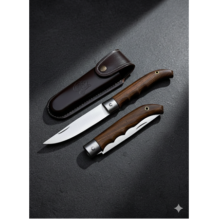 EL YAPIMI YERLİ ÜRETİM, DERİ KILIFLI VE KETEZLİ AVCI AV KAMP ÇAKISI KOD:CKR543