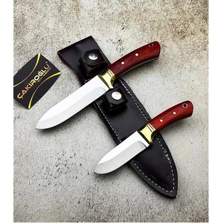 EL YAPIMI YERLİ ÜRETİM BUSHCRAFT MODEL AHŞAP KABZELİ BABA OĞUL AV KAMP BIÇAĞI KOD:CKR583/05