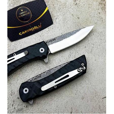 EL YAPIMI ÖZEL ÜRETİM K110 (D2) BÖHLER ÇELİK KLİPSLİ İÇTEN KİLİT MEKANİZMALI AV KAMP ÇAKISI CKR01