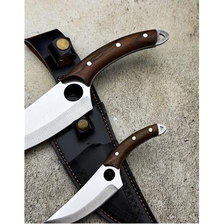 EL YAPIMI YERLİ ÜRETİM VİKİNG SERİSİ DERİ KILIFLI BABA OĞUL MODEL ALMAZAN BIÇAĞI KOD:CKR575-03