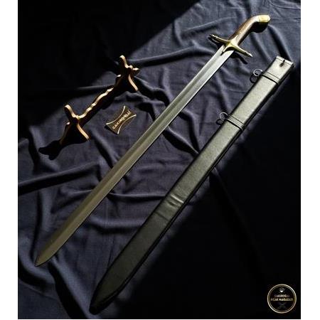 El Yapımı Yerli Özel Üretim Deri Kınlı Ve Ahşap Standlı Hz.Muhammed (S.A.V.) Peygamber Kılıcı