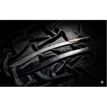 EL YAPIMI PREMİUM VİP ÖZEL ÜRETİM DAMASCUS ŞAM ÇELİK VE BOYNUZ (KEMİK) KABZELİ 80 CM YATAĞAN PALASI