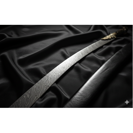 EL YAPIMI PREMİUM VİP ÖZEL ÜRETİM DAMASCUS ŞAM ÇELİK VE BOYNUZ (KEMİK) KABZELİ 80 CM YATAĞAN PALASI