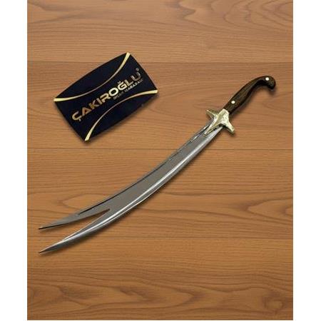 EL YAPIMI YERLİ ÜRETİM KÖK CEVİZ KABZELİ 20 CM MİNYATÜR MODEL HZ.ALİ ZÜLFİKAR KILICI KOD:CKR706-02