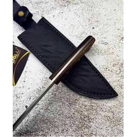 EL YAPIMI YERLİ ÜRETİM 4116 PASLANMAZ ÇELİK GEYİK MOTİFLİ SALLAMA, KUKRİ KOD:0791-02