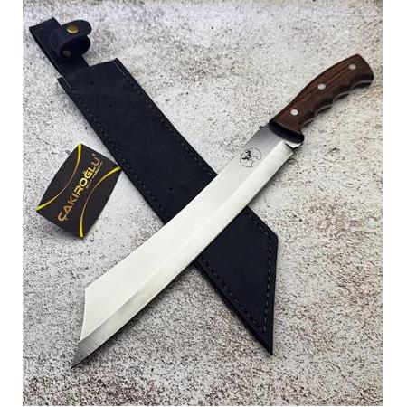 EL YAPIMI YERLİ ÜRETİM 4116 PASLANMAZ ÇELİK GEYİK MOTİFLİ TANTO MODEL PALA (SALLAMA) KOD:CKR035-02