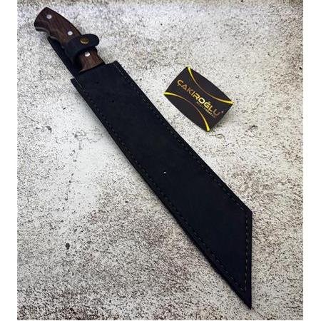 EL YAPIMI YERLİ ÜRETİM 4116 PASLANMAZ ÇELİK GEYİK MOTİFLİ TANTO MODEL PALA (SALLAMA) KOD:CKR035-02
