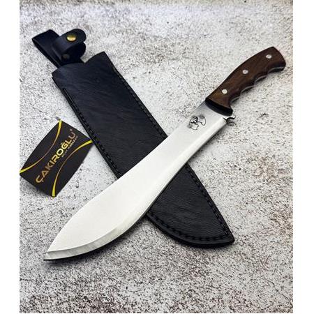 EL YAPIMI YERLİ ÜRETİM 4116 PASLANMAZ ÇELİK GEYİK MOTİFLİ NESMUK MODEL SALLAMA (PALA) KOD:CKR302-02