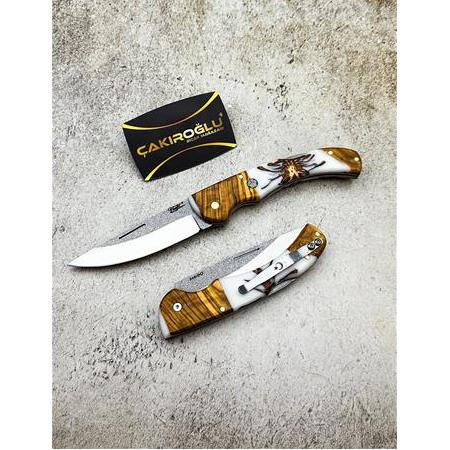 EL YAPIMI N690 BÖHLER ÇELİK, EPOKSİ KABZELİ VE KİLİT MEKANİZMALI AV KAMP ÇAKISI KOD:CKR605-04