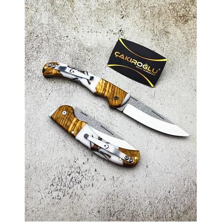 EL YAPIMI N690 BÖHLER ÇELİK, EPOKSİ KABZELİ VE KİLİT MEKANİZMALI AV KAMP ÇAKISI KOD:CKR605-04