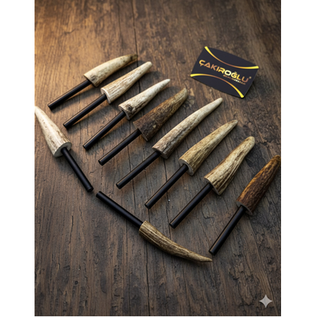 ORİJİNAL GEYİK BOYNUZU KABZELİ MAGNEZYUM ÇUBUĞU - ÇAKMAK TAŞI (ATEŞ BAŞLATICISI) KOD:CKR708