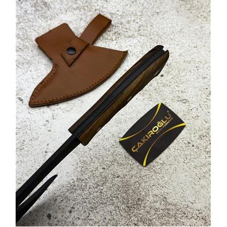 EL YAPIMI GEYİK MOTİFLİ DÖVME ÇELİK AVCI AV KAMP BALTASI KOD:0790