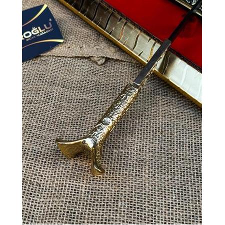 EL YAPIMI PREMİUM ÜST DÜZEY GOLD SERİSİ MIKNATISLI TABLOLU DAMASCUS ÇELİK YATAĞAN PALASI KOD:CKR653