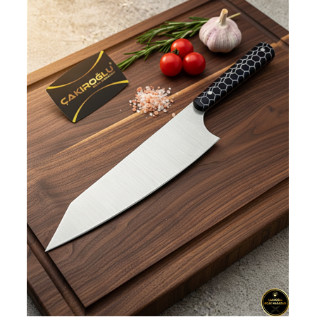 EL YAPIMI YERLİ ÜRETİM KİRİTSUKE MODEL EPOKSİ PETEK KABZELİ PROFESYONEL ŞEF BIÇAĞI KOD:CKR796-06