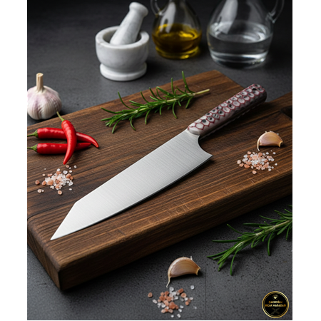 EL YAPIMI YERLİ ÜRETİM KİRİTSUKE MODEL EPOKSİ PETEK KABZELİ PROFESYONEL ŞEF BIÇAĞI KOD:CKR796-05