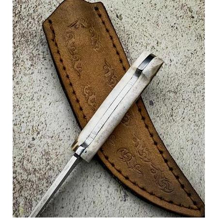 EL YAPIMI YERLİ ÜRETİM GEYİK BOYNUZU KABZELİ MİNYATÜR KAMA, AVCI AV KAMP BIÇAĞI KOD:CKR200-02