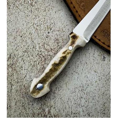 EL YAPIMI YERLİ ÜRETİM GEYİK BOYNUZU KABZELİ MİNYATÜR KAMA, AVCI AV KAMP BIÇAĞI KOD:CKR200-02