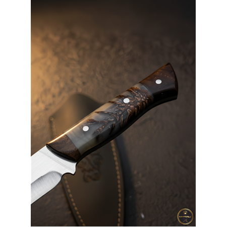 EL YAPIMI YERLİ ÜRETİM BUZ SERİSİ EPOKSİ HİBRİT KABZELİ BUSHCRAFT AVCI AV KAMP BIÇAĞI KOD:0940-02