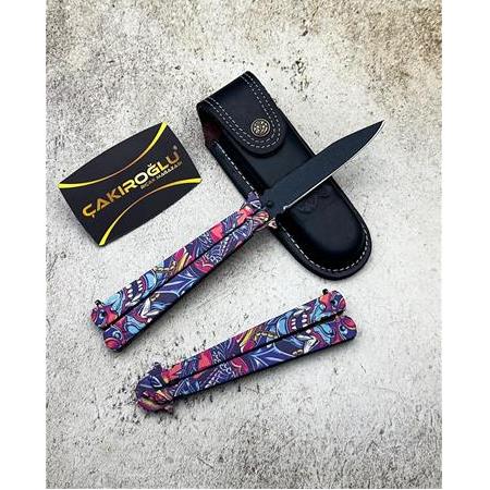 EL YAPIMI VE TAMAMEN İLK KEZ YERLİ ÜRETİM DÖVME ÇELİK NEON MODEL KELEBEK ÇAKI KOD:CKR424-03