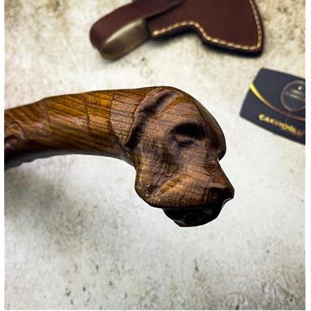 EL YAPIMI TAMAMEN ÜST DÜZEY ÖZEL EL İŞÇİLİĞİ AV KÖPEĞİ TASARIMLI AVCI AV KAMP BALTASI KOD:CKR510