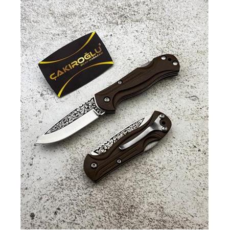 EL YAPIMI N690 BÖHLER ÇELİK GRAVÜR İŞLEMELİ VE KİLİT MEKANİZMALI AVCI AV KAMP ÇAKISI KOD:CKR669-05