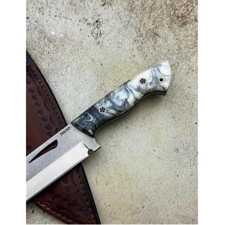 EL YAPIMI ÖZEL ÜRETİM VE ÖZEL SERİ EPOKSİ KABZE N690 BÖHLER ÇELİK TANTO AV KAMP BIÇAĞI KOD:CKR613-06