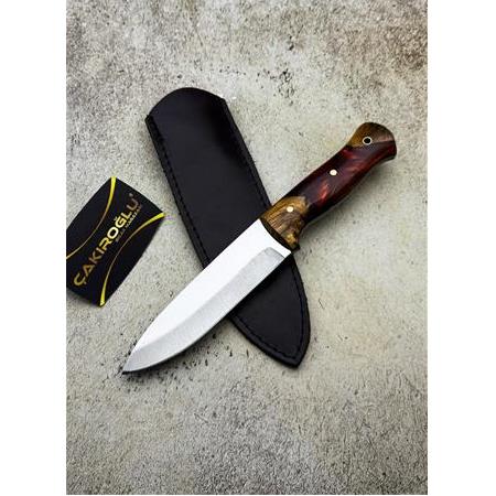 EL YAPIMI YERLİ ÜRETİM EPOKSİ HİBRİT KABZELİ BUSHCRAFT AVCI AV KAMP BIÇAĞI KOD:CKR503-04