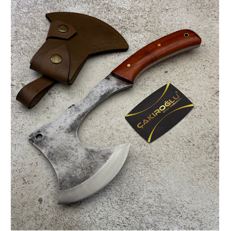 EL YAPIMI DÖVME ÇELİK ÖZEL ÜRETİM AVCI AV KAMP BALTASI KOD:CKR99-08