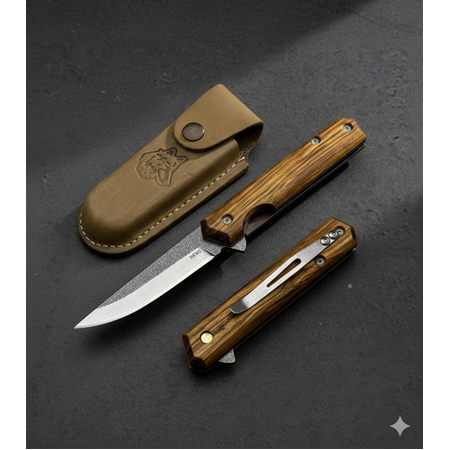 El Yapımı Beyfendi Model N690 Böhler Çelik Kilit Mekanizmalı Kemere Takılabilir Av Kamp Çakısı