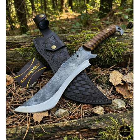 EL YAPIMI KARTAL BAŞ ÜST DÜZEY ÖZEL ÜRETİM DÖVME ÇELİK AĞIR HİZMET BIÇAĞI (SALLAMA) PALA KOD:3029