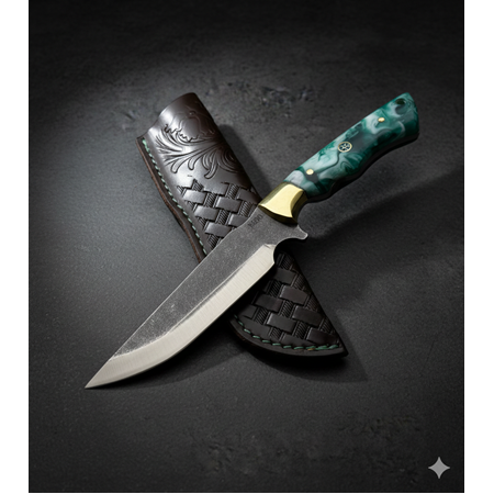 El Yapımı Yerli Üretim N690 Böhler Çelik Epoksi Kehribar Kabzeli Avcı Av Kamp Bıçağı Ckr855-03