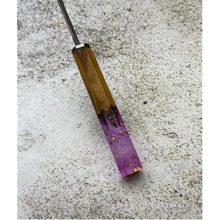 EL YAPIMI DAMASCUS ÇELİK ZEYTİN AĞACI VE EPOKSİ KABZELİ SANTOKU ŞEF AŞÇI BIÇAĞI KOD:CKR717-02