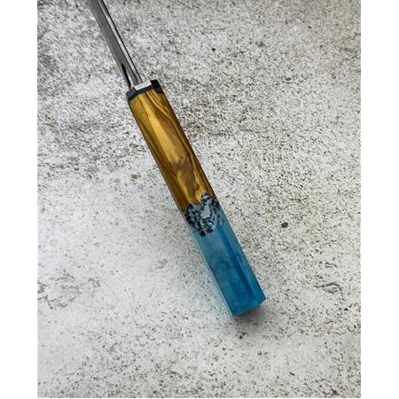 EL YAPIMI DAMASCUS ÇELİK ZEYTİN AĞACI VE EPOKSİ KABZELİ PROFESYONEL ŞEF AŞÇI BIÇAĞI KOD:CKR790