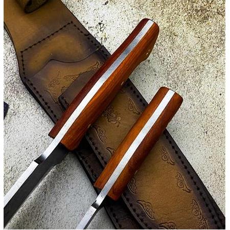 EL YAPIMI YERLİ ÖZEL ÜRETİM DÖVME ÇELİK PREMİUM BABA OĞUL SERİSİ AVCI AV KAMP BIÇAĞI KOD:CKR99-09