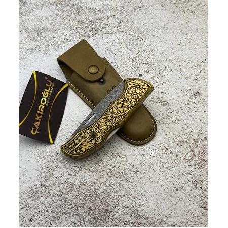 EL YAPIMI ÖZEL ÜRETİM N690 BÖHLER ÇELİK, GRAVÜRLÜ PİRİNÇ KABZE BÜYÜK BOY AV KAMP ÇAKISI KOD:0850/42