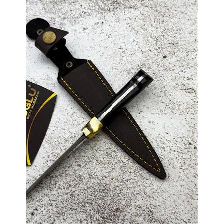 EL YAPIMI ÖZEL ÜRETİM PİRİNÇ BALÇAKLI SİYAH MİKA PLEKSİGLAS KABZELİ HANÇER KAMA KOD:CKR570-06